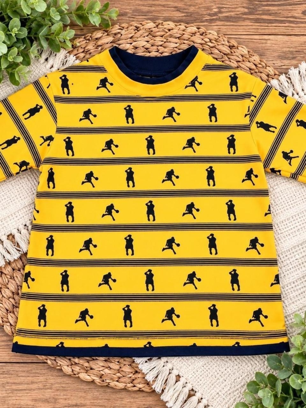 Garanimals Yellow Short Sleeve Tee with Navy Sport Silhouettes